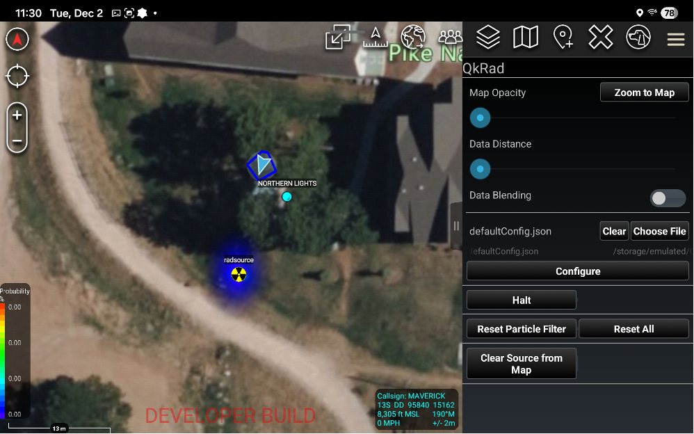 Operator view with enhanced visualization showing a heatmap for the source.